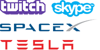 Tesla, space X, Skype, Twitch TV
